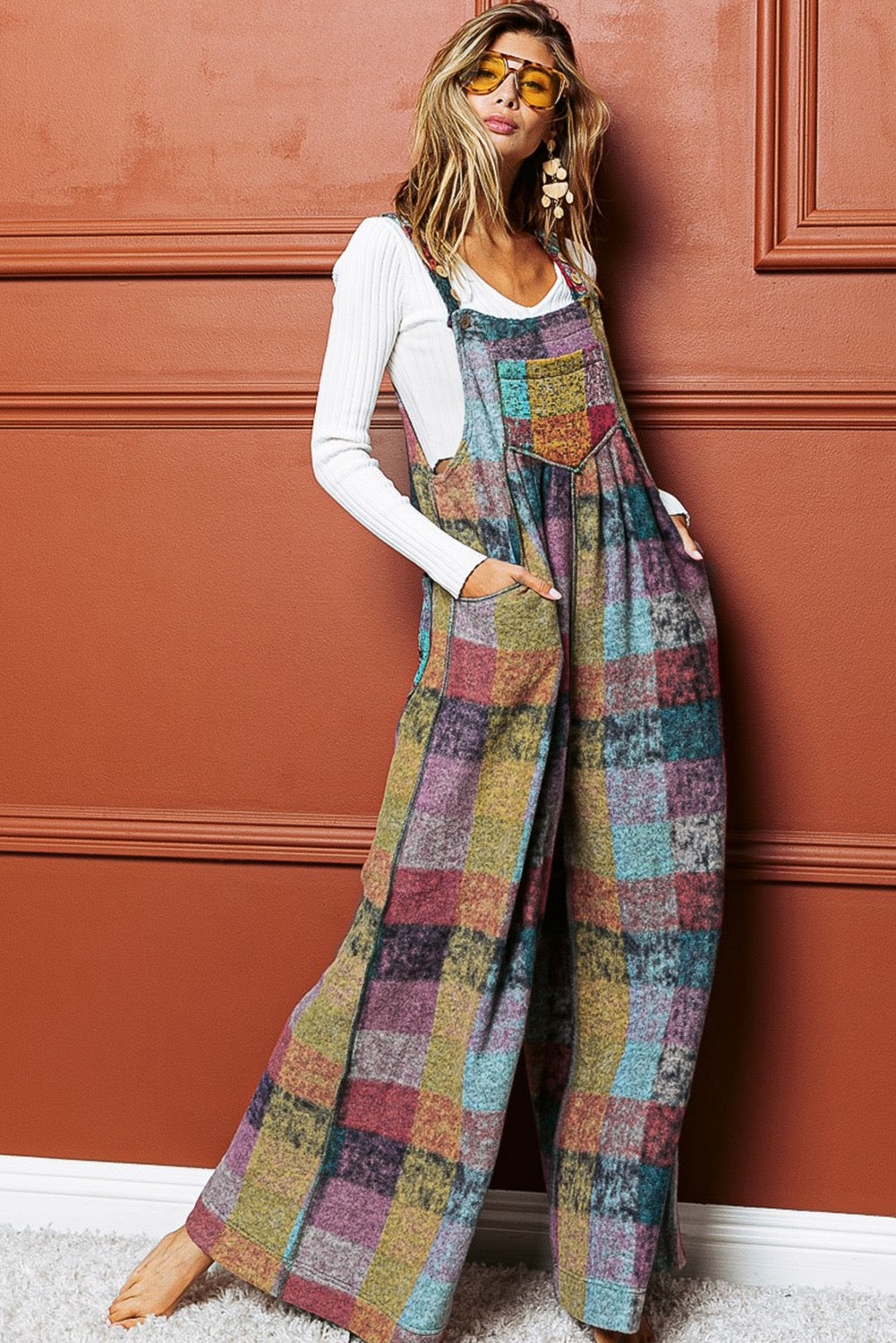 Colors Of My Heart Checkered Wide Leg Jumpsuit