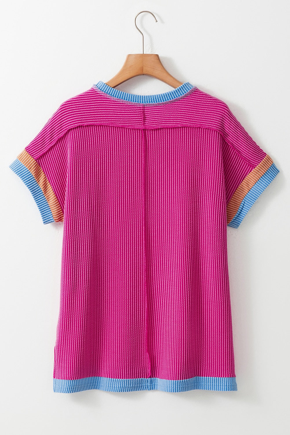 Pink Multi Ribbed Textured Top