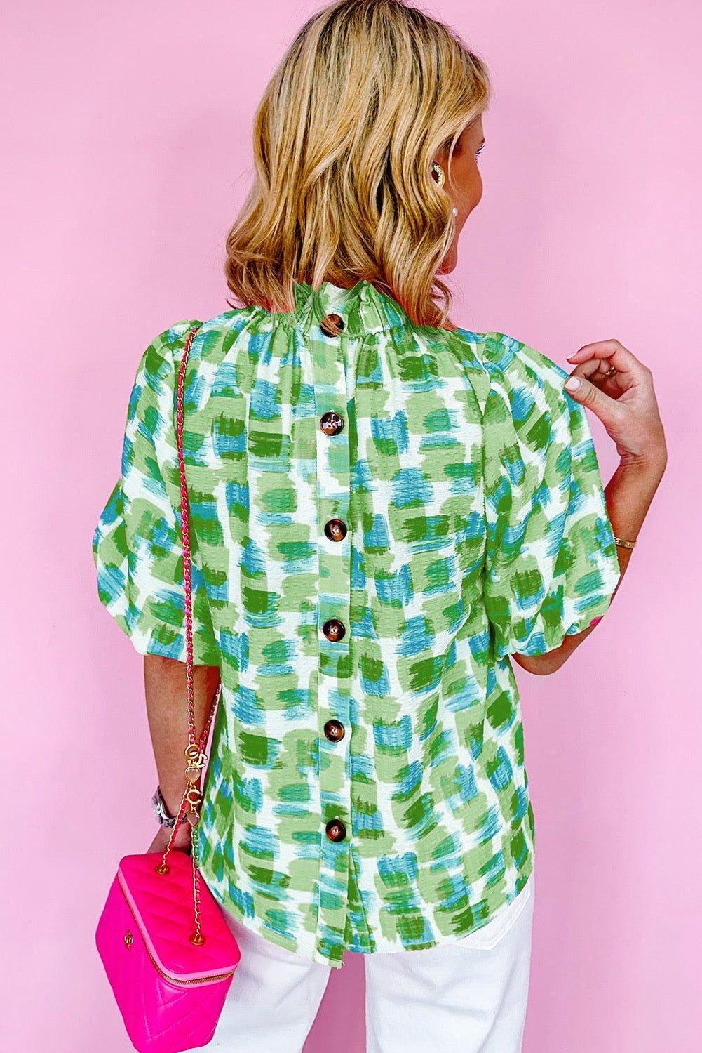 Moments That Matter Green Abstract Blouse