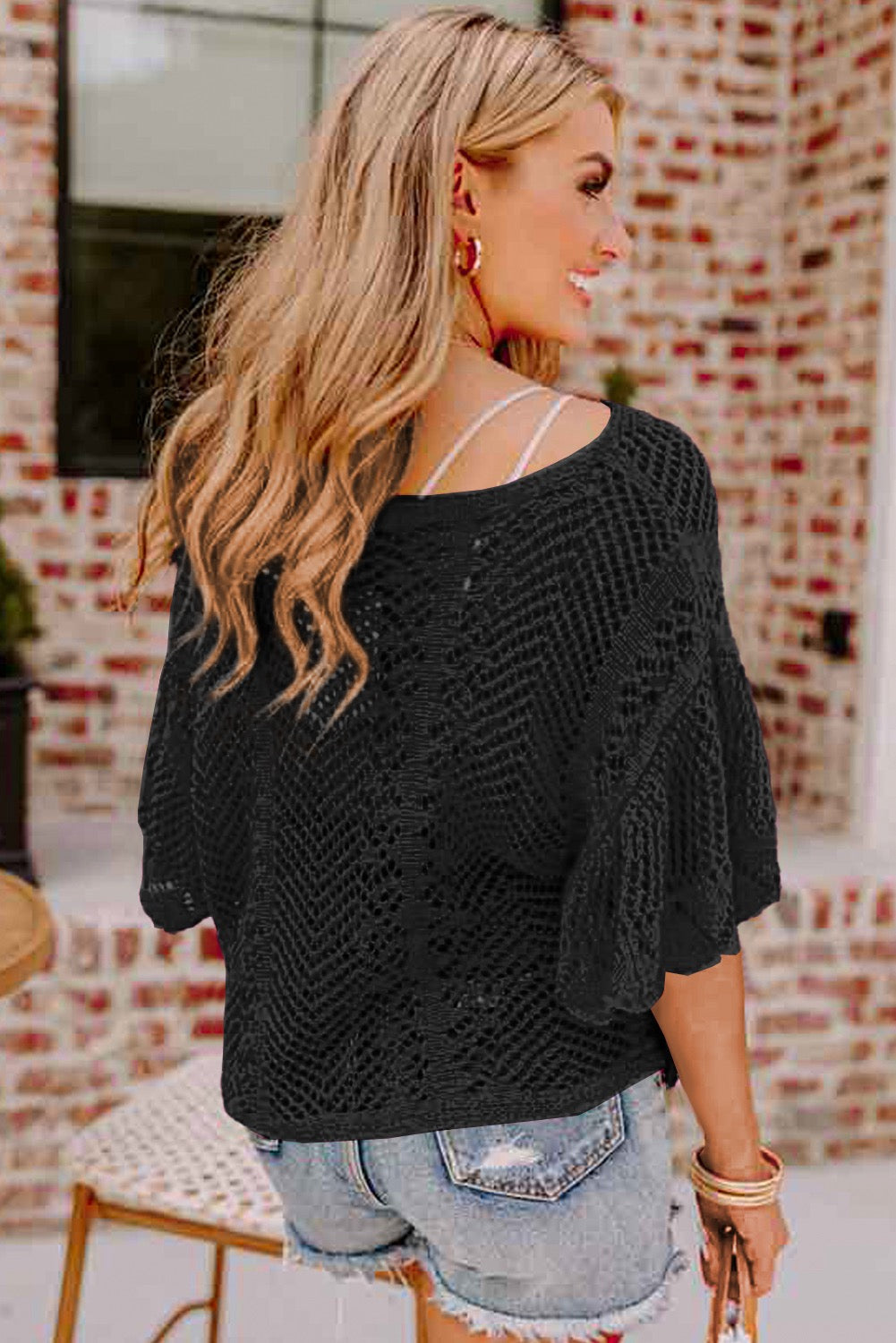 Embrace The Journey Knit Scalloped Sleeve Top