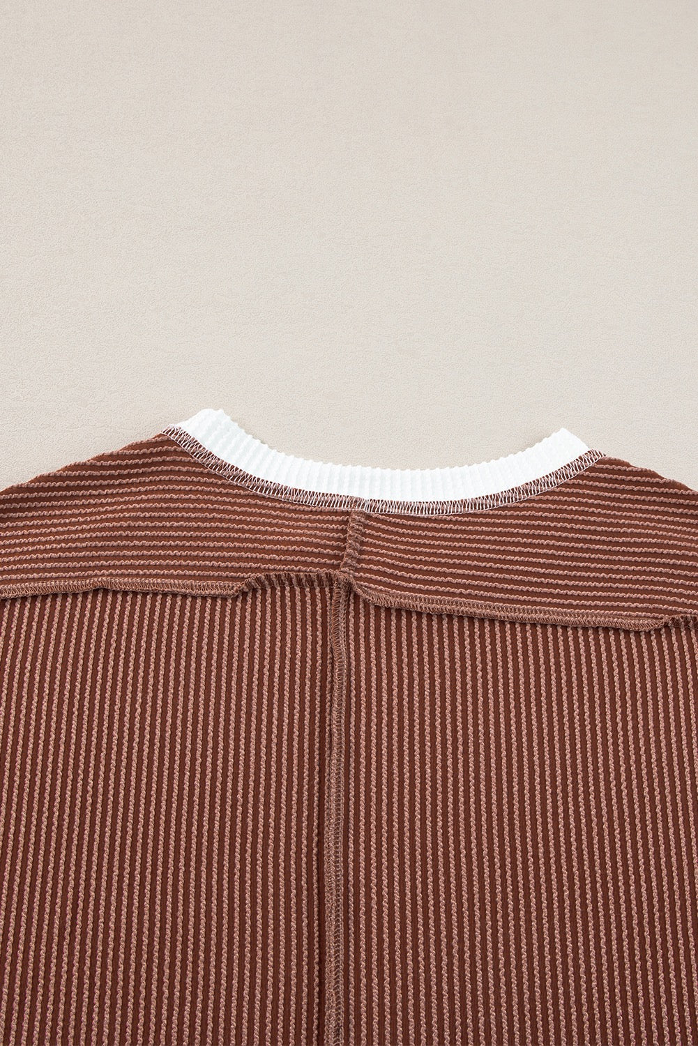 Feels So Right Brown Multi Ribbed Textured Top