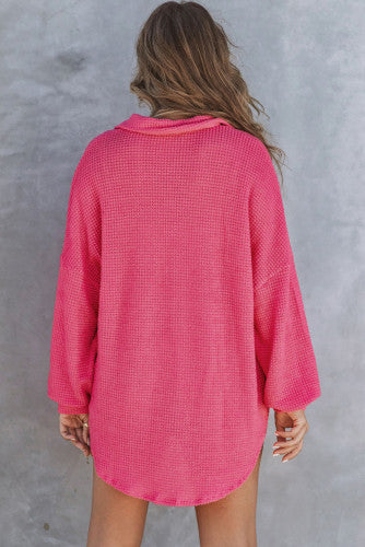 Pink Waffle Knit Shacket