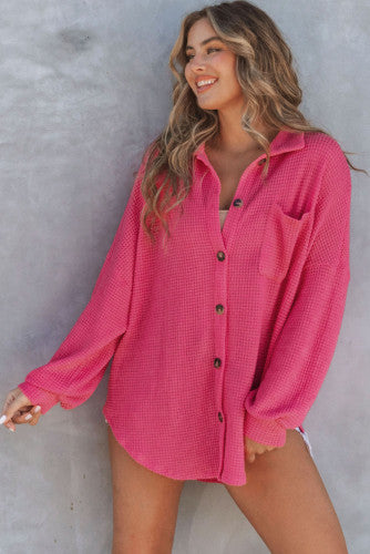 Pink Waffle Knit Shacket
