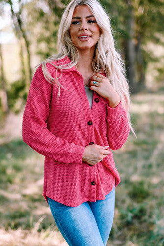 Pink Waffle Knit Shacket