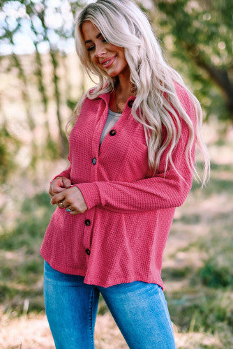 Pink Waffle Knit Shacket