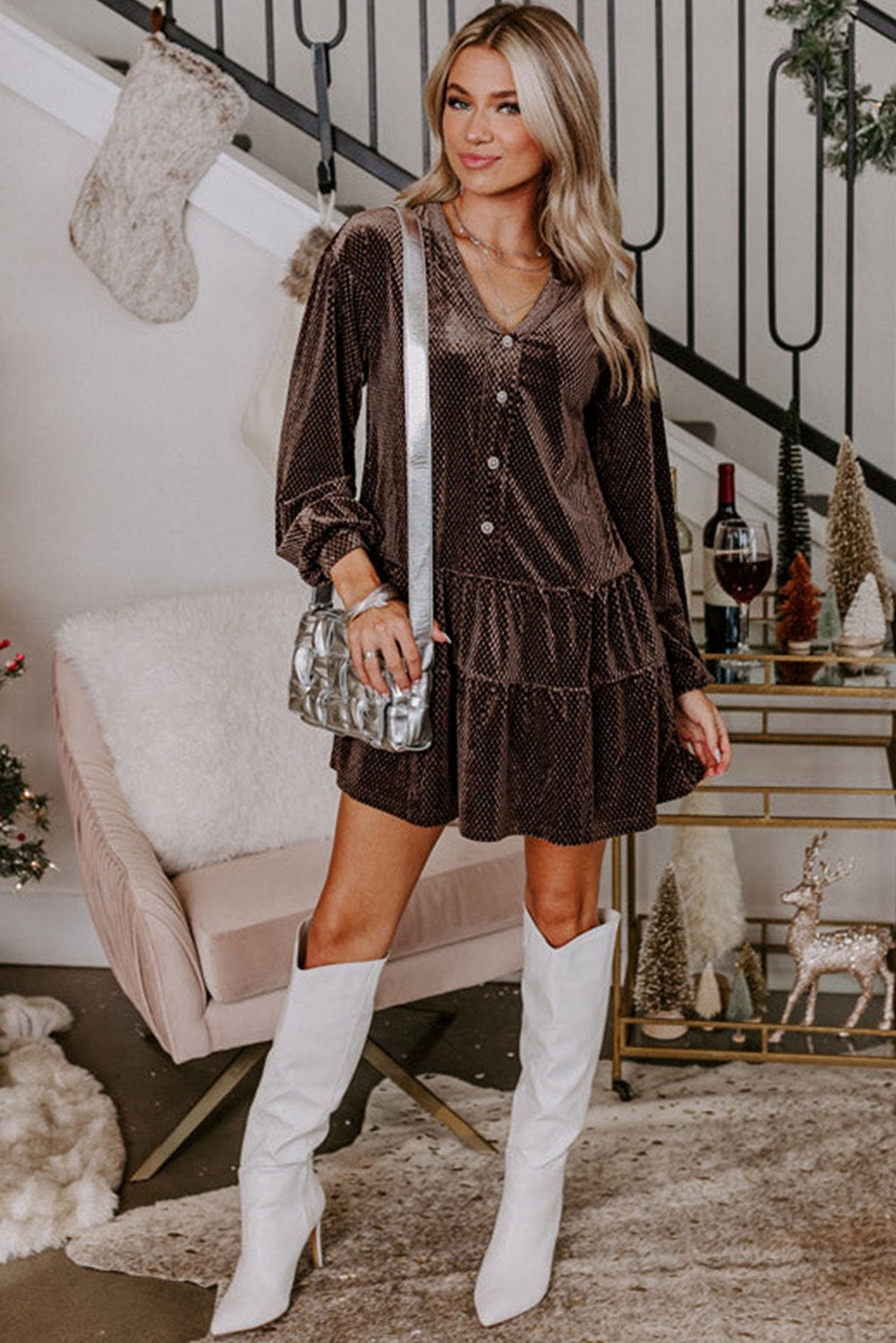 Live Out Loud Textured Velvet Dress