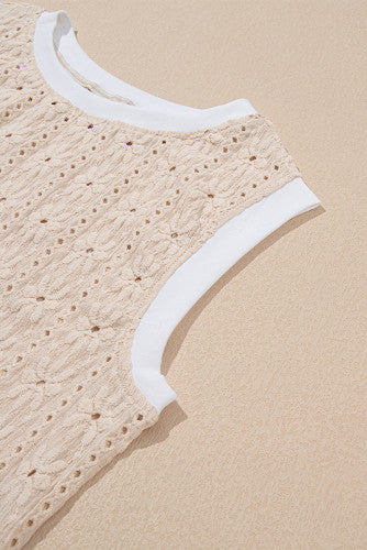 Beige Floral Tank Top