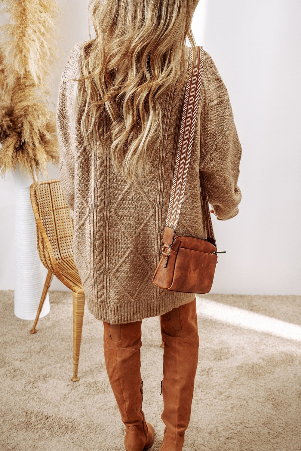 Send Your Love Cable Knit Sweater Dress