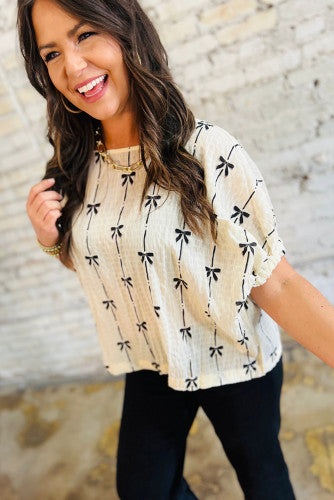 Beige Bow Top